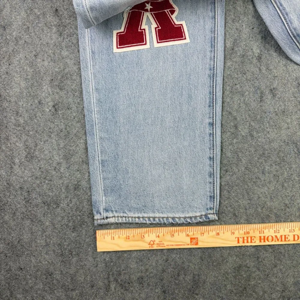 Levi's Men's 568 Stay Loose Jeans Size 32x32 Light Wash Denim Patch Folk Chaos